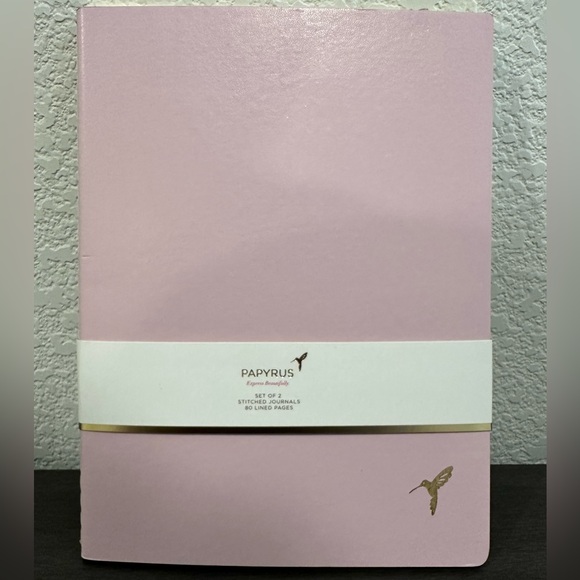 Papyrus Other - Papyrus Blush Pink Stitched Journal Pack with Gold Hummingbird Logo